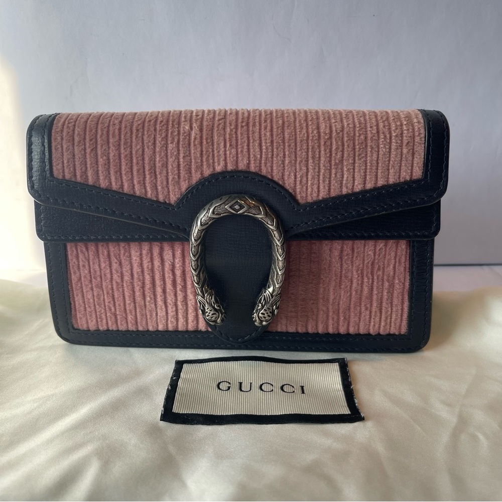 Gucci Dionysus Mini Pink Corduroy and Leather Shoulder/Crossbody Bag - Preowned - Picture 1 of 16